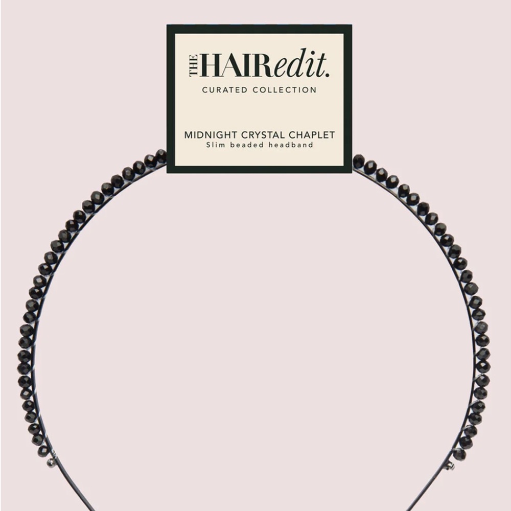 NWT The Hair Edit Headband in Midnight Star Chaplet (small black crystal beads)